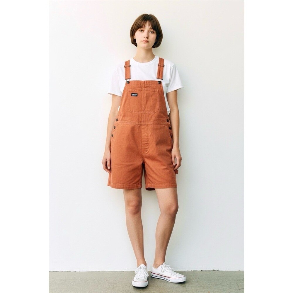 Wildfang The Essential Shortall Womens Orange Bib Overall Shorts